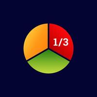 Colorful pie chart with one third highlighted in bright red section vector