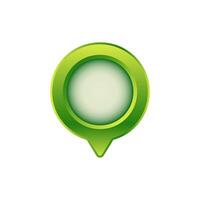Green location pin symbol with gradient circle and pointing tail for maps or navigation vector