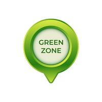 Green zone icon with circular design and arrow pointing downward in bright green color vector