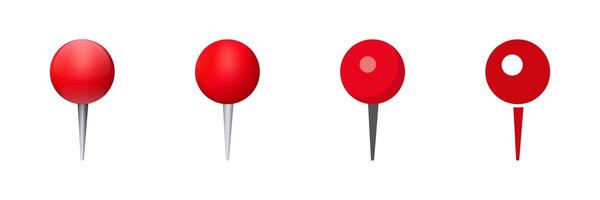 Different types of red map pins for location marking and navigation purposes vector