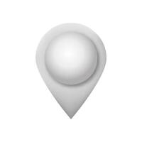 Glossy silver map pin icon with metallic finish and rounded shape for location and navigation vector