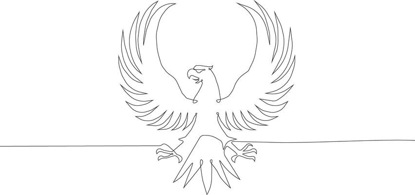 A drawing of a bird with wings spread out