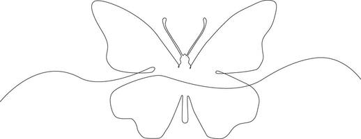 A line drawing of a butterfly with a long tail vector