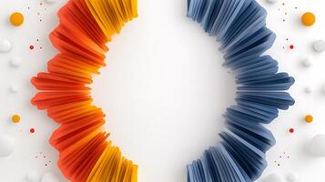 Abstract colorful design with layered shapes and soft spheres creating a vibrant frame photo
