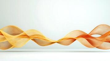 Abstract flowing ribbons of orange and yellow color against a soft white background photo