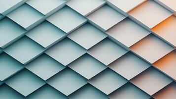 Abstract geometric pattern featuring layered squares in varying shades of blue and orange photo