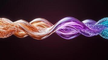 Abstract colorful waveforms intertwining in a dynamic flow against a dark background photo