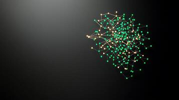 Abstract representation of interconnected nodes and connections on a dark background illustrating data flow photo