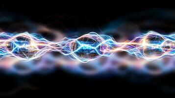 Abstract representation of electric waves in vibrant colors against a dark background photo