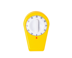 Yellow kitchen timer in the form of a clothespin, for precise keeping of cooking time, isolated on transparent background, a simple but effective tool for time management in the kitchen, png