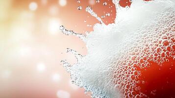 Bubbles splashing against a warm gradient background, creating a refreshing beverage vibe photo