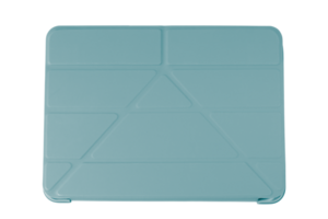light blue origami tablet case is isolated on a transparent background, providing protection for devices while enhancing the aesthetics, front view png
