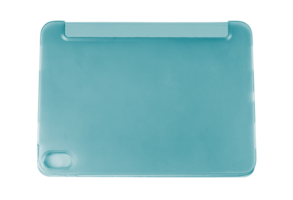 light blue origami tablet case is isolated on transparent background, providing protection for devices while enhancing the aesthetics,rear view, png