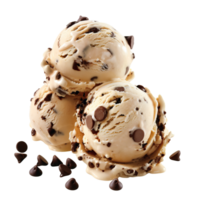 Three scoops of ice cream with chocolate chips png