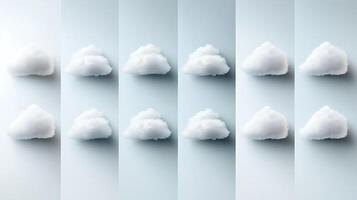Soft white clouds arranged in a grid pattern against a light blue background, evoking calmness photo