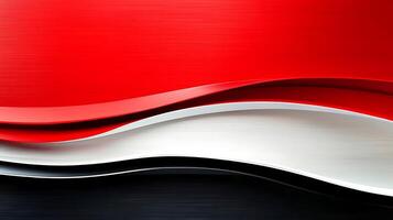 Abstract waves of red, white, and black colors creating a dynamic visual effect in design photo