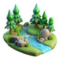 extraordinary abstract A babbling brook flowing through a forest, peaceful scene, soft lighting detailed png