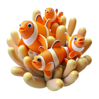 wonderful classic A school of vibrant clownfish darting through the waving tentacles of a sea anemone, illuminated by dappled sunlight. Photorealistic, National Geographic style original png