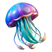 serene minimalist A beautiful jellyfish pulsating with vibrant colors, drifting gracefully through the dark depths, in a psychedelic, abstract style detailed png