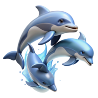 beautiful rustic A group of dolphins jumping out of the water, dynamic pose, ocean scene high resolution png