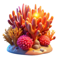 serene creative A vibrant coral reef teeming with life, illuminated by the warm glow of the setting sun, in a hyperrealistic, 8k resolution premium png