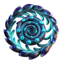 dramatic traditional A school of bioluminescent fish creating swirling patterns in the dark depths, in an abstract, psychedelic style premium png