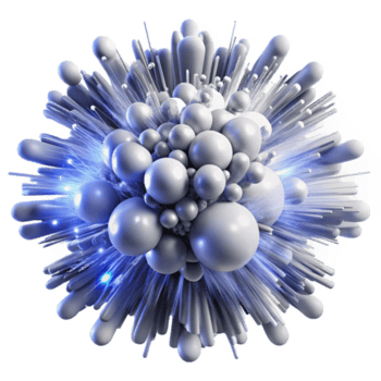 sereno artistico un' caotico esplosione di particelle e leggero sentieri nel un' freddo, monocromatico tavolozza, illuminato di pulsante, ritmico luce, nel un' futuristico, cyberpunk stile 4k png