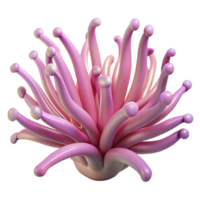 wonderful creative A delicate sea anemone swaying gently in the current, its tentacles reaching out, in a macro photography, scientific illustration style high quality png
