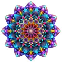 magnificent vintage A kaleidoscopic pattern of intricate, fractal designs, illuminated by a bright, multicolored light, in a psychedelic, op-art style authentic png