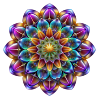extraordinary traditional A kaleidoscopic pattern of intricate, fractal designs, illuminated by a bright, multicolored light, in a psychedelic, op-art style high resolution png
