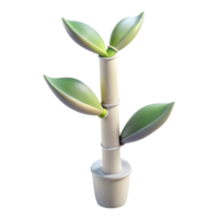 serene traditional A delicate, single stem of bamboo, with three leaves unfurling, minimalist line art style in pure white against transparency, soft, even lighting revealing subtle textures authentic png