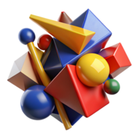 wonderful creative A dynamic composition of fragmented shapes and lines, in bold, primary colors, illuminated by a harsh, contrasting light, with a cubist, abstract style premium png