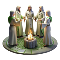 dramatic rustic A group of ancient Celtic druids performing a ceremony in a forest, mystical lighting, ethereal style, exclusive png