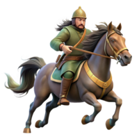 wonderful creative A Scythian warrior on horseback, galloping across the steppe, windswept and dynamic, painterly style, professional png