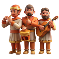 stunning modern A group of ancient Etruscan musicians playing traditional instruments, lively atmosphere, warm lighting, impressionistic style, professional png