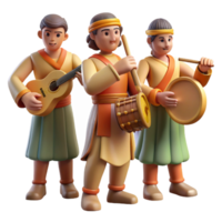 impressive classic A group of ancient Etruscan musicians playing traditional instruments, lively atmosphere, warm lighting, impressionistic style, 4K png