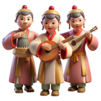 beautiful artistic A group of ancient Paeonian musicians playing traditional instruments, festive atmosphere, warm lighting, impressionistic style, 4K png