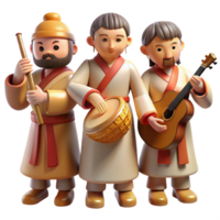 wonderful minimalist A group of ancient Paeonian musicians playing traditional instruments, festive atmosphere, warm lighting, impressionistic style, authentic png
