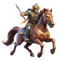 impressive contemporary An Epirote warrior on horseback, charging into battle, dynamic pose, dramatic lighting, painterly style, high quality png