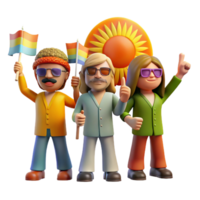 stunning artistic A group of hippies protesting the Vietnam War, illuminated by the bright, midday sun. Photorealistic, documentary style genuine png