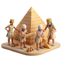 impressive classic A group of ancient Egyptians building the pyramids, bathed in the hot desert sun. Realistic, historical style high quality png