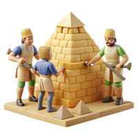serene minimalist A group of ancient Egyptians building the pyramids, bathed in the hot desert sun. Realistic, historical style 4K png