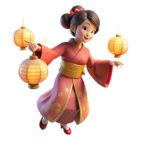 beautiful abstract A geisha performing a traditional dance, illuminated by the soft light of paper lanterns. Elegant, ukiyo-e style premium png