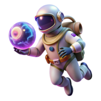 stunning abstract A lone astronaut floating in space, holding a glowing orb of data, surrounded by swirling nebulae. Photorealistic style, dramatic lighting, sense of awe and wonder premium png