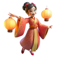 wonderful abstract A geisha performing a traditional dance, illuminated by the soft light of paper lanterns. Elegant, ukiyo-e style genuine png