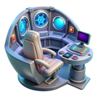 elegant classic A spaceship cockpit with holographic displays and complex controls. Futuristic, technological lighting. Sci-fi interior design style exclusive png
