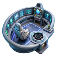 vibrant rustic A spaceship cockpit with holographic displays and complex controls. Futuristic, technological lighting. Sci-fi interior design style original png