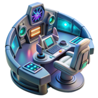 extraordinary vintage A spaceship cockpit with holographic displays and complex controls. Futuristic, technological lighting. Sci-fi interior design style high quality png