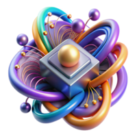 impressive modern A quantum computer processing complex data, visualized as swirling particles and light trails. Abstract style, vibrant colors, sense of complexity and power premium png