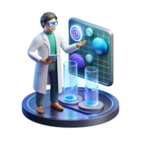 wonderful classic A scientist working on a holographic interface, surrounded by complex data visualizations. Futuristic style, cool colors, sense of innovation and discovery exclusive png